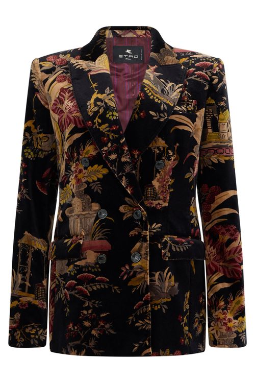 Floral Double-Breasted Jacket with Elegant Fit