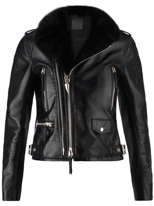 Amelia leather biker jacket - Black