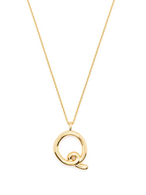Curly Molten initial pendant necklace - Gold