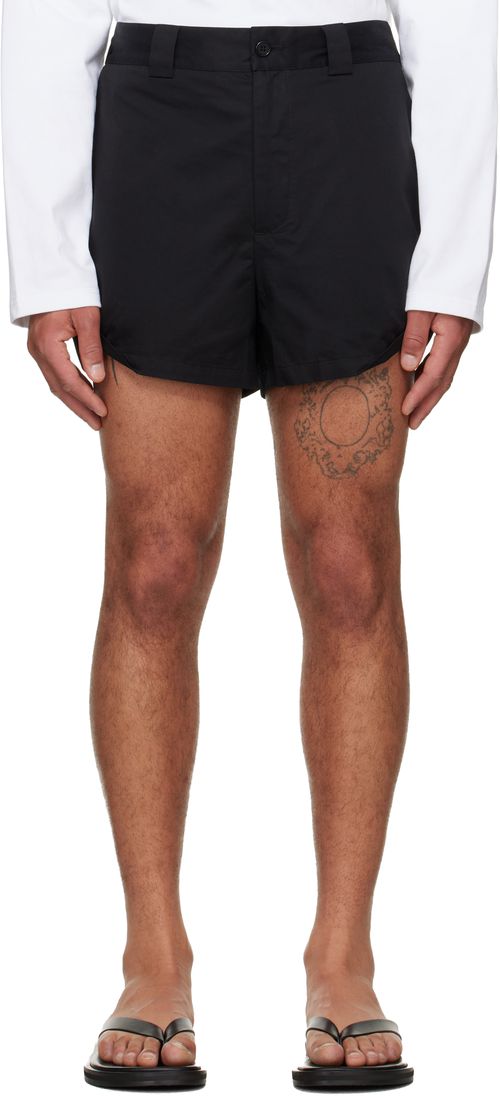 Black Rolled-Hem Shorts