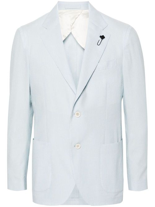 Striped single-breasted blazer - Blue