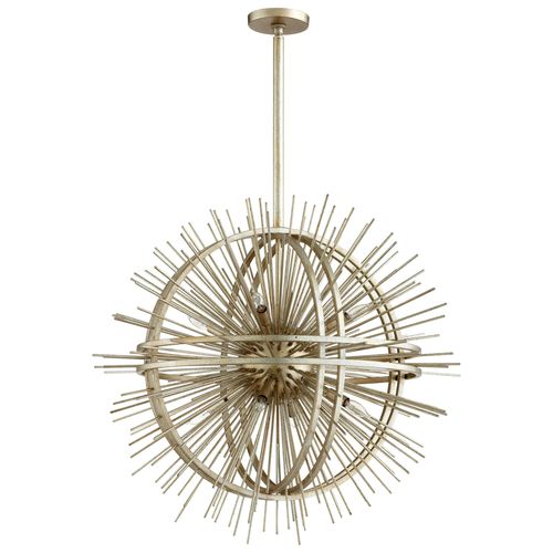 Saturn 8-Light Pendant Light in Silver Leaf