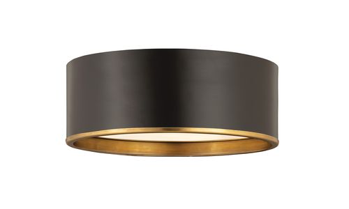 Arlo 3-Light Flush Mount Ceiling Light In Matte Black With Rubbed Bra