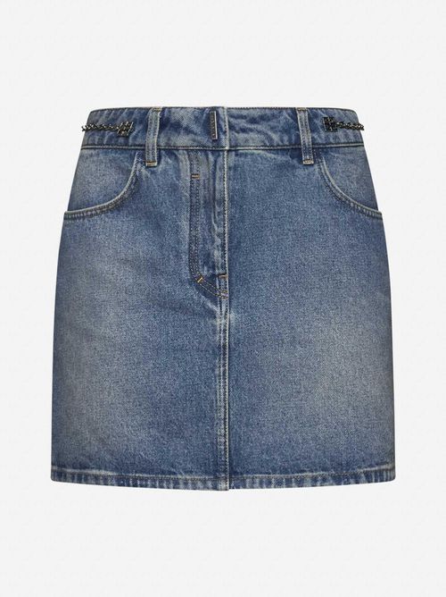 4g Chain Denim Miniskirt