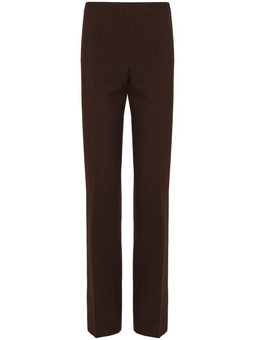Pleat-detail straight-leg trousers - Brown