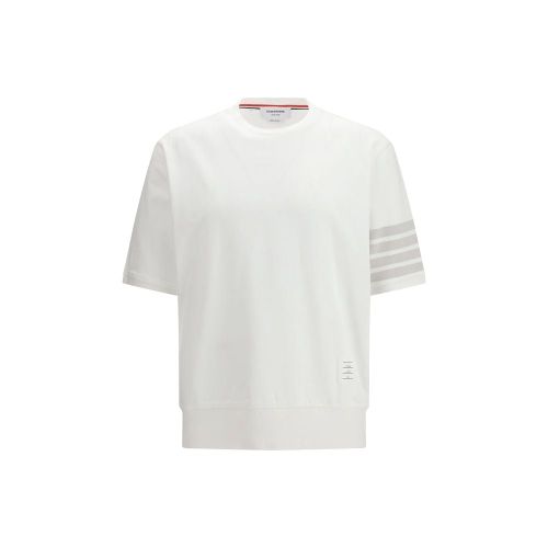 4-Bar Striped Cotton T-Shirt — White