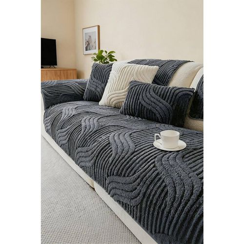Living and Home Unisex Non-Slip Sofa Cover in Durable Polyester in Dark Grey | : x