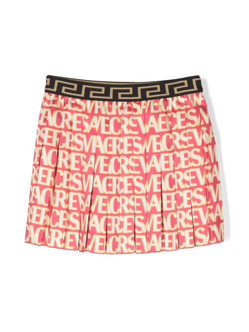 Logo-print pleated miniskirt - Pink