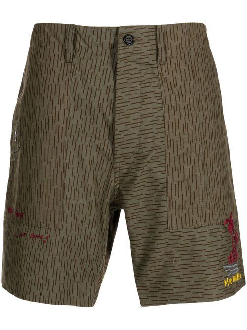 Camouflage-print cotton shorts - Green