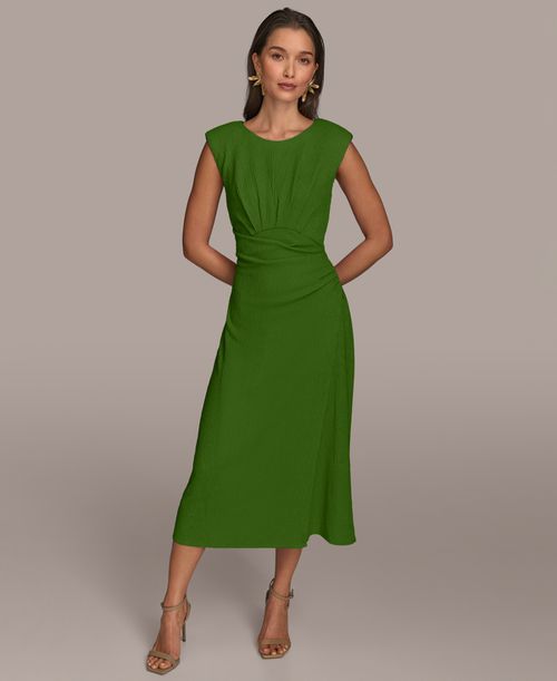Donna Karan New York | Women's Dot-Print Tie-Neck A-Line Dress - BLK/CRM |  Realry