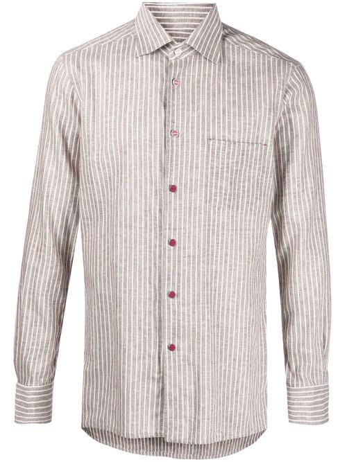 Long-sleeve striped shirt - Brown