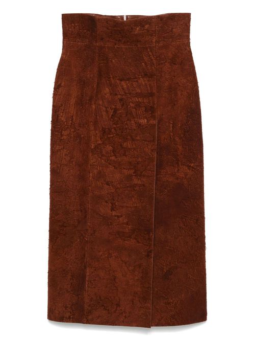 Alexander McQueen suede midi skirt - Brown