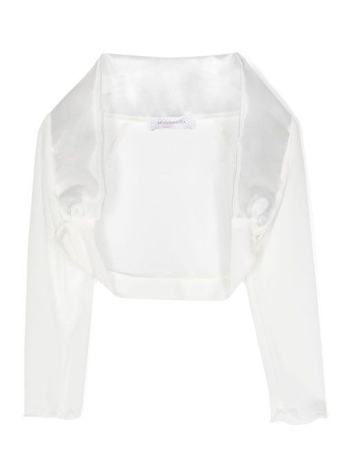 Shawl-collar cropped jacket - White