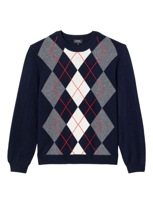 Argyle-pattern sweater - Blue