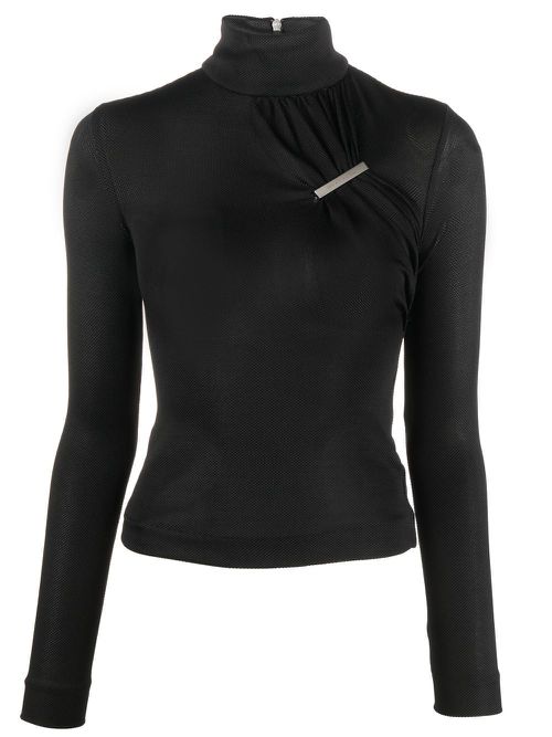 Gathered clip-design top - Black