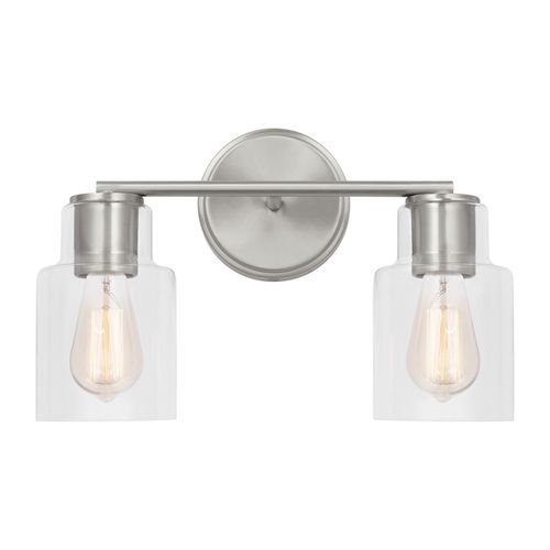Brushed Steel Two Light Bath from the Sayward Collection
