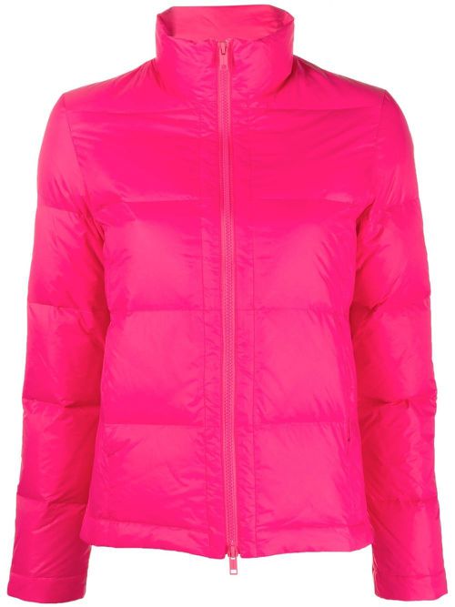Logo-patch padded down jacket - Pink