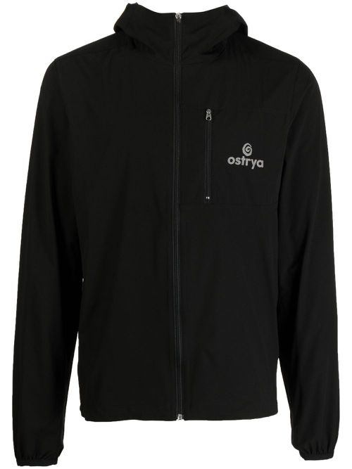 Logo-print hooded jacket - Black