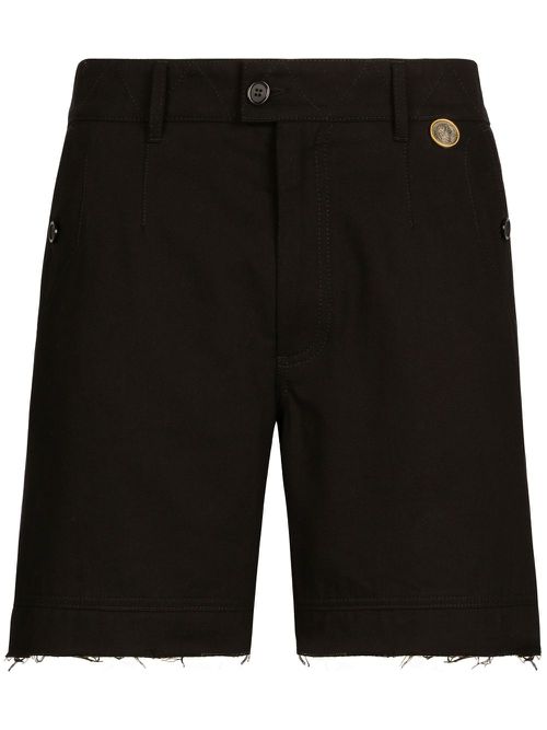Frayed-hem twill bermuda shorts - Black