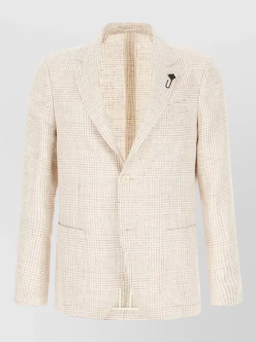 Lardini - jacket and vest check pattern notch lape