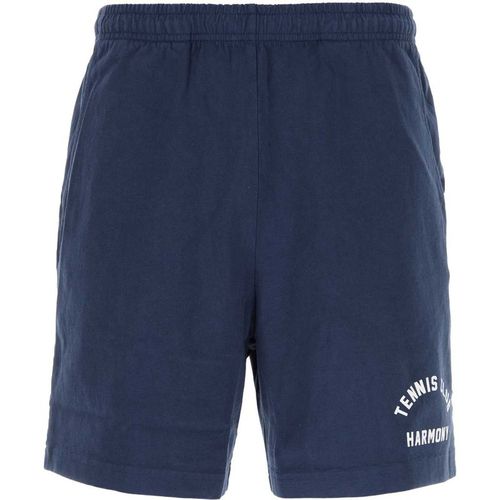 Harmony Navy Blue Cotton Bermuda Shorts