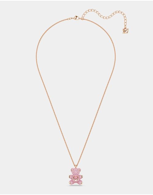 Swarovski Teddy pendant, bear, pink, rose gold-tone plated in pink, rose-gold tone plated