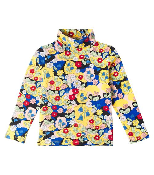 Mini Rodini Floral cotton-blend turtleneck top