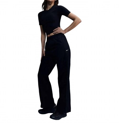Windrunner High-Waisted Woven Open-Hem Pants In Black