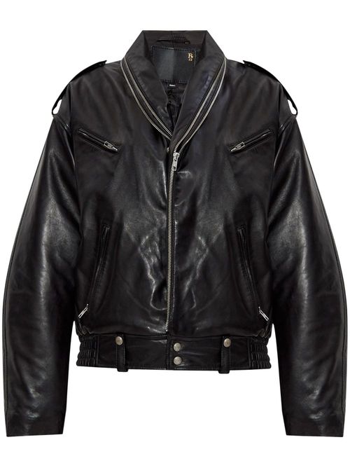 Motorcycle zip-collar jacket - Black