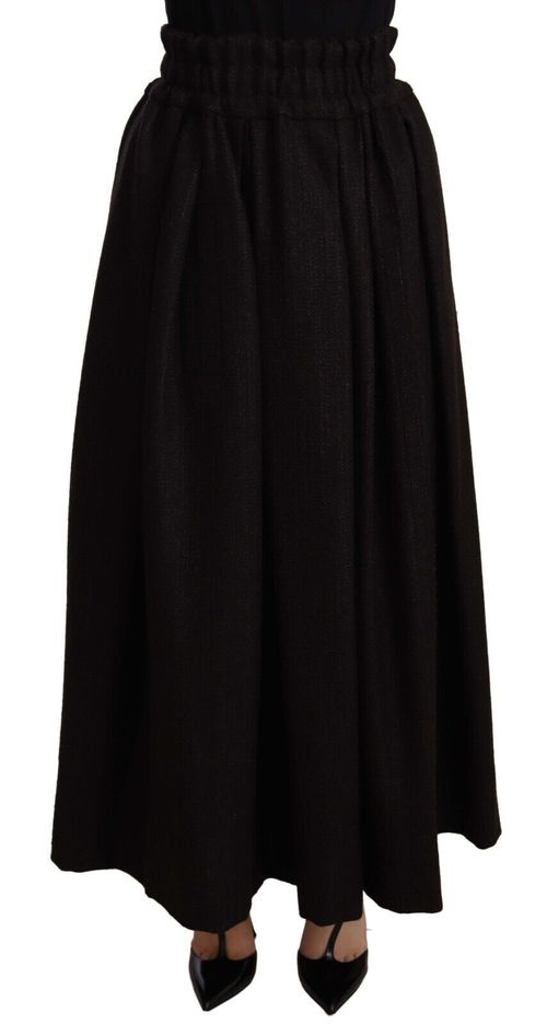 Wool High-Waist Maxi Skirt — Black