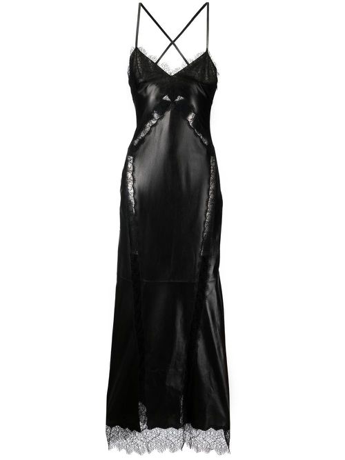 Lace-trim midi dress - Black