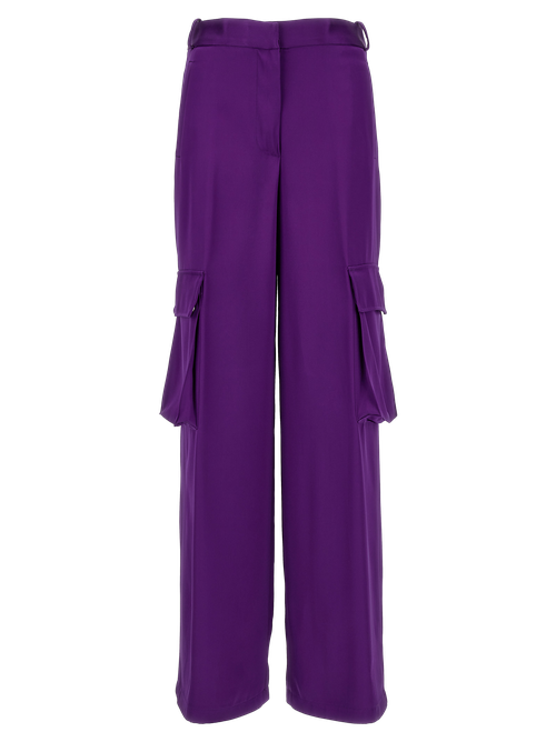 Satin Viscose Cargo Pants — Purple