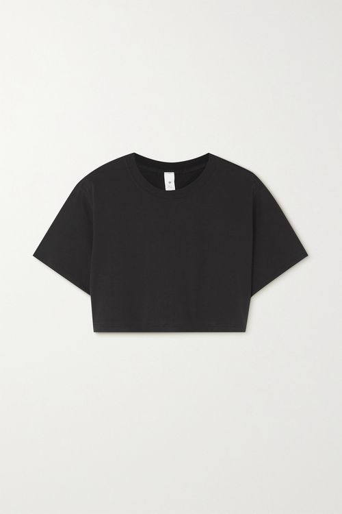All Yours Cropped Pima Cotton T-shirt - Black