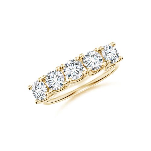 Angara 1.5 Carats Half Eternity Five Stone Diamond Wedding Band in 18K Yellow Gold