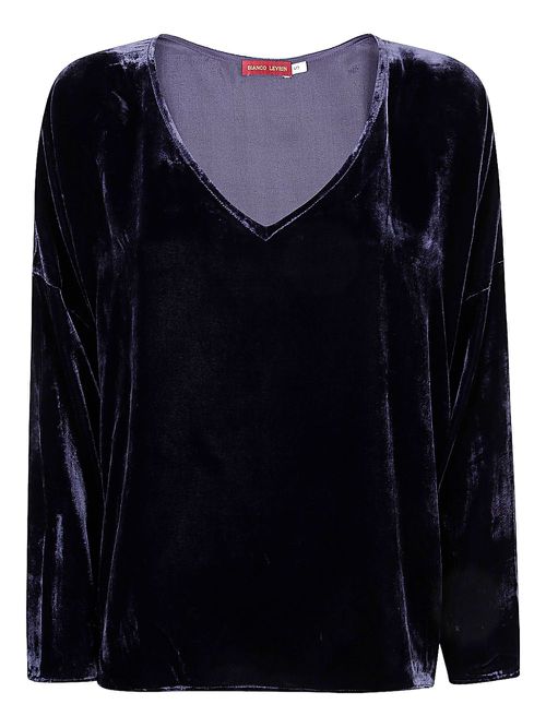 Velvet v-neck top - Purple