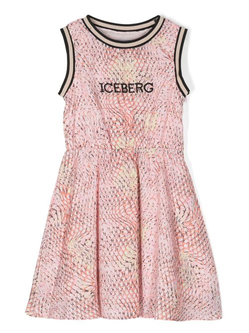 Snakeskin-print cotton dress - Pink