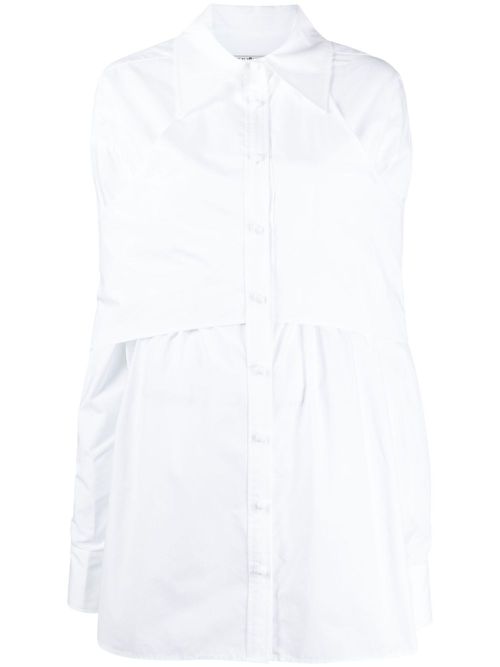 Rear-tie cotton shirt dress - White