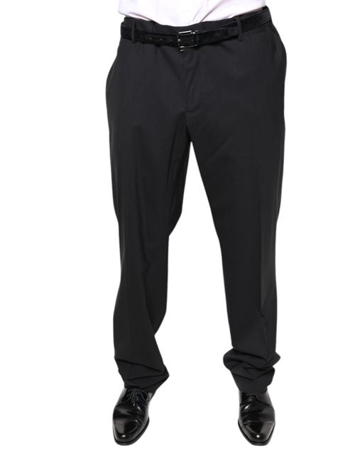 Virgin Wool Blend Trousers — Black