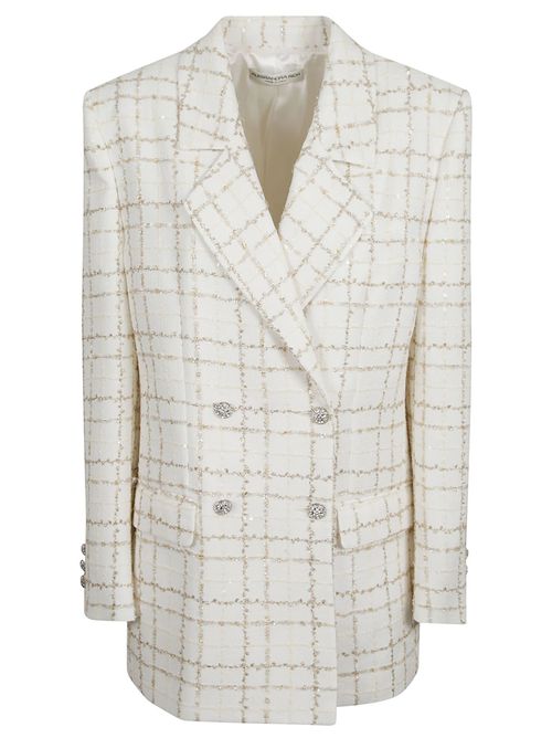 Oversized Sequin Checked Tweed Jacket