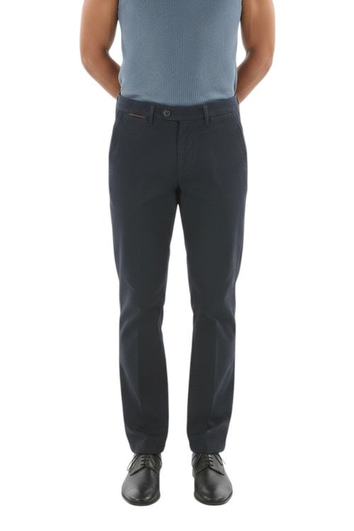 Blue Solid Chino Trousers