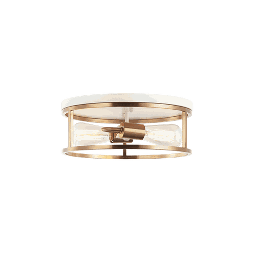Matteo Clarke 2-Light Ceiling Light In White With Aged Gold Bra