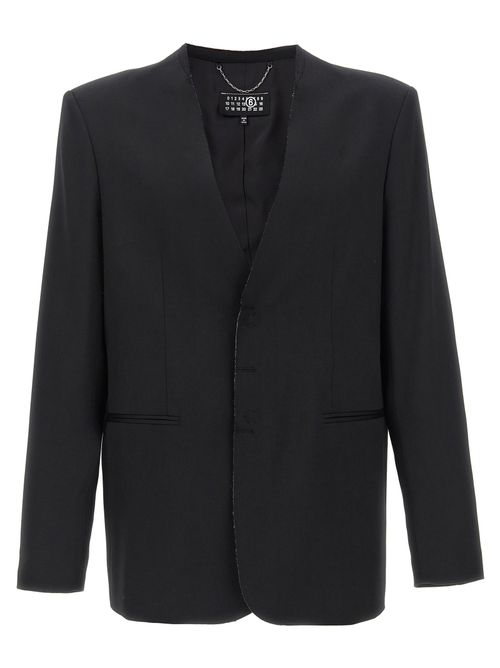 Single-Breasted Virgin Wool Blazer — Black