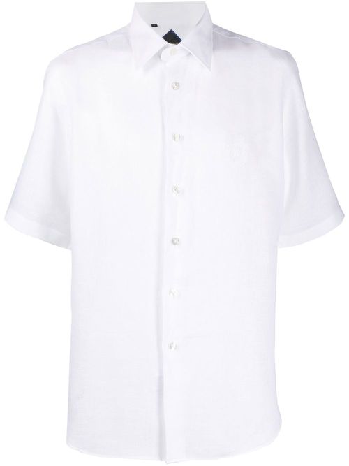 Crest-motif short-sleeved shirt - White
