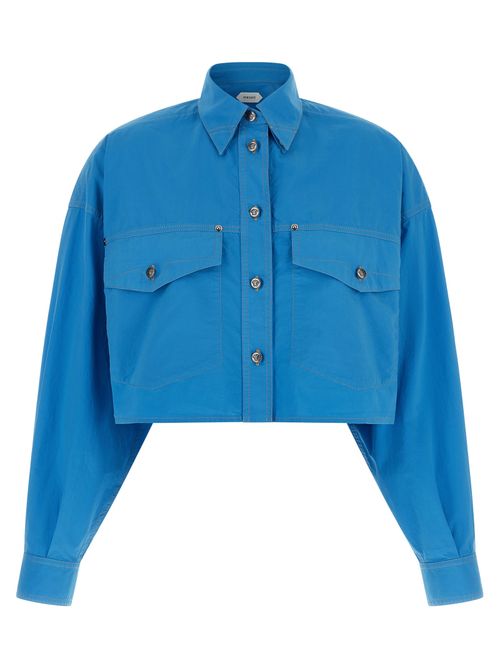 Cropped Cotton Shirt — Blue