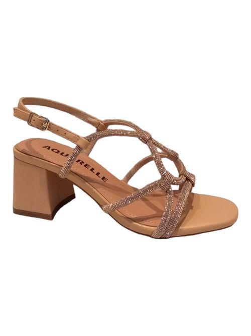 Sandalias Tacon Strass Nude & Neutrals Calf Leather Shoe - Women