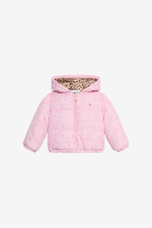 Baby Pink Padded Jacket With Floral Print