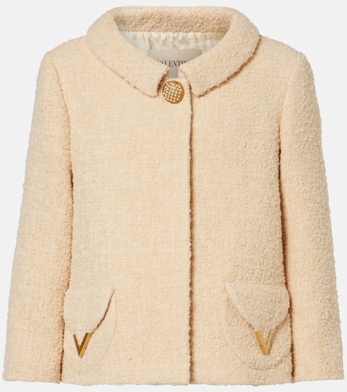 Embellished wool-blend tweed jacket
