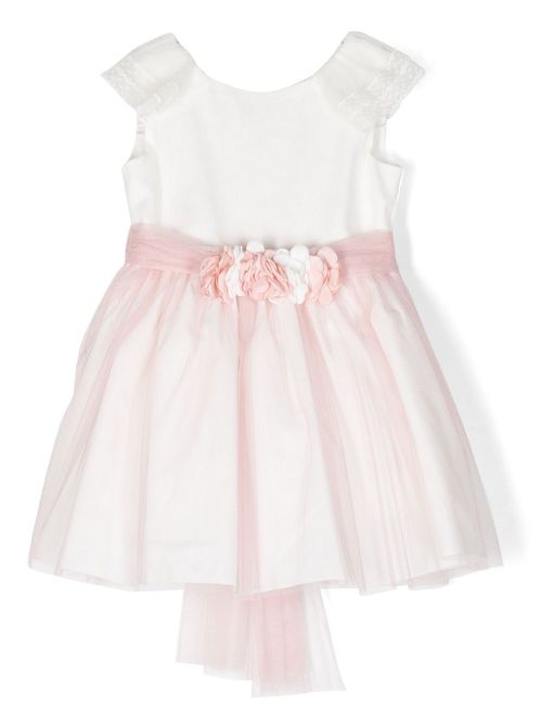Belted tulle flared dress - Pink