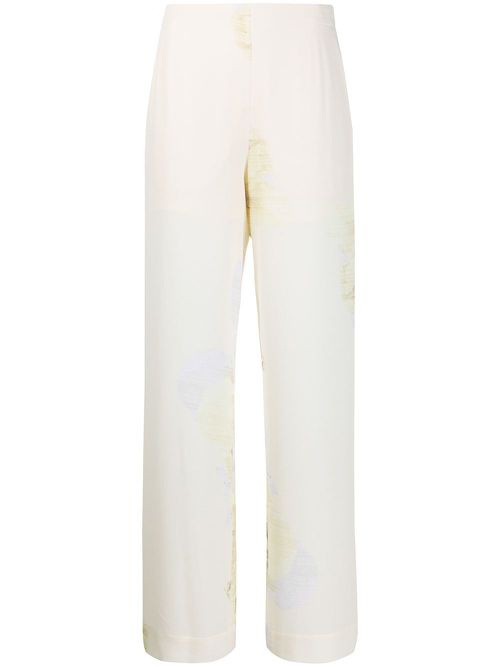 Floral-print pull-on trousers - Yellow