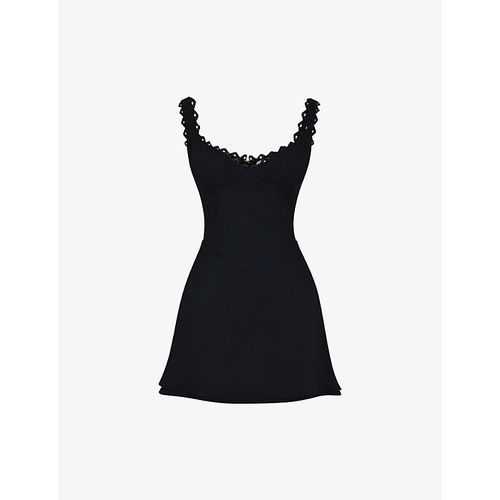 Womens Black Tilly Corset-bodice Linen-blend Mini Dress